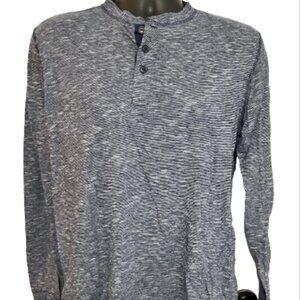 Haggar Men's large Slim Fit Long Sleeve button neck Multicolor Shirt w/ flaw